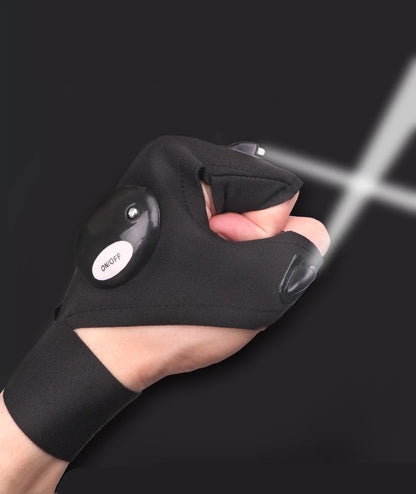 Fingerless Gloves with LED Flashlight