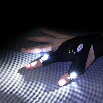 Fingerless Gloves with LED Flashlight