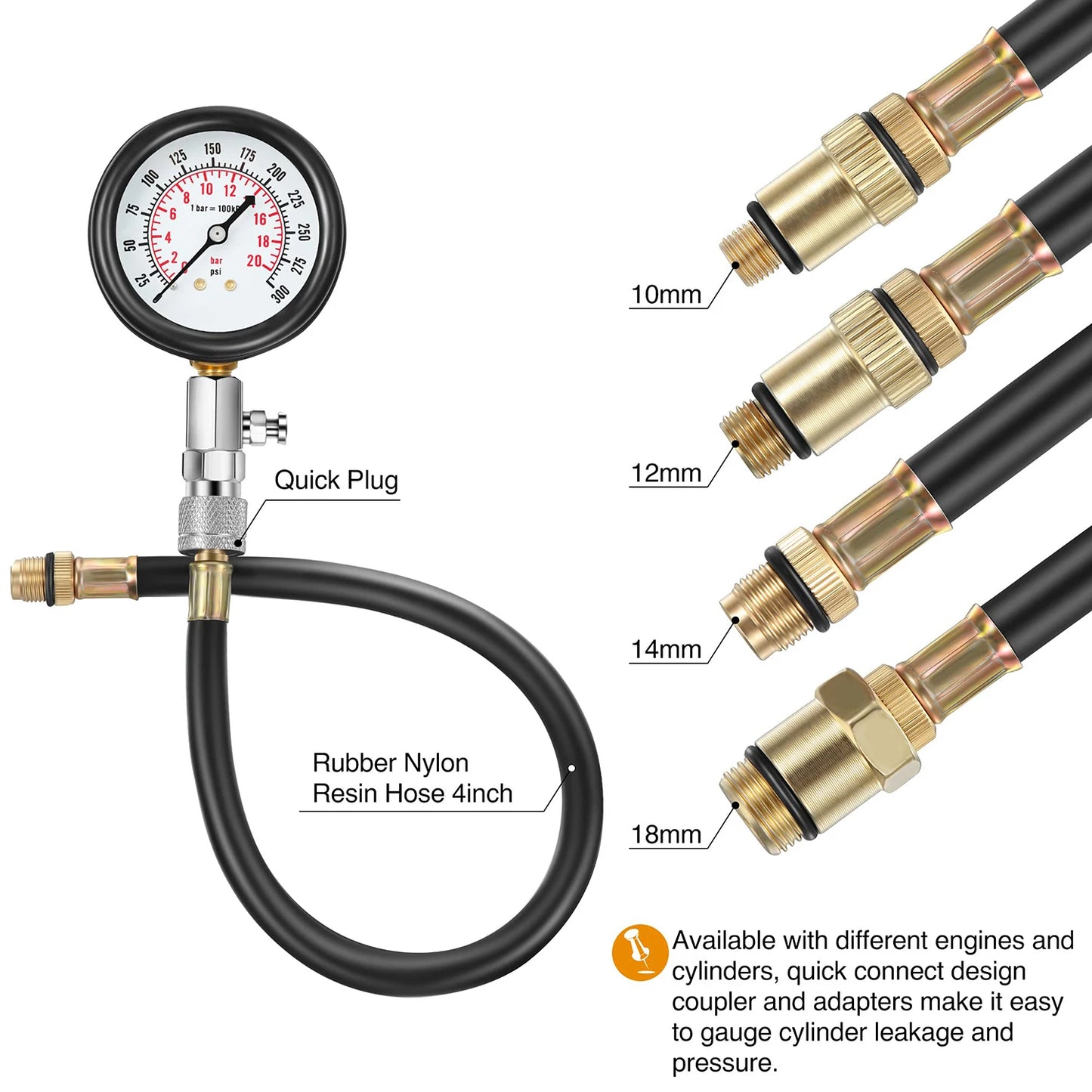 Engine Cylinder Compression Tester Kit