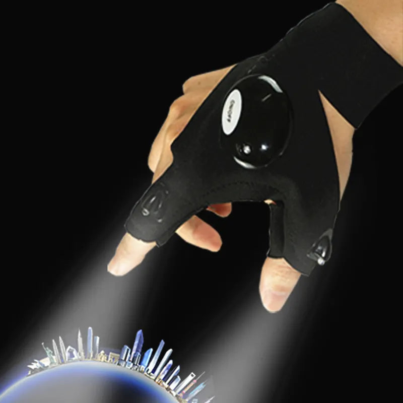 Fingerless Gloves with LED Flashlight